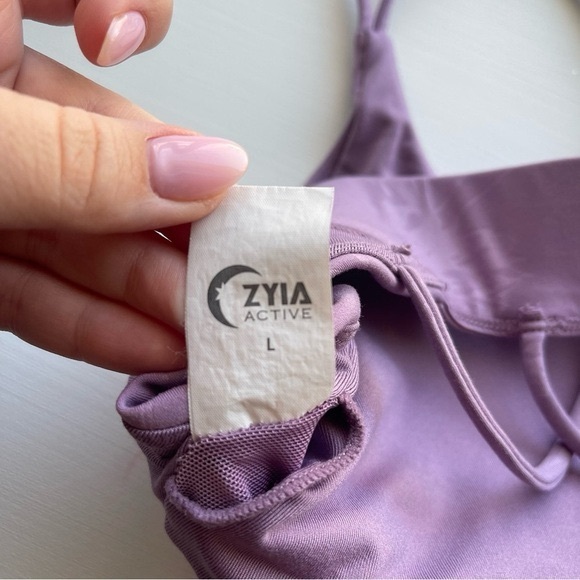 Zyia Active Light Lilac Floral Double Strap Sports Bra Size Large - Picture 4 of 5